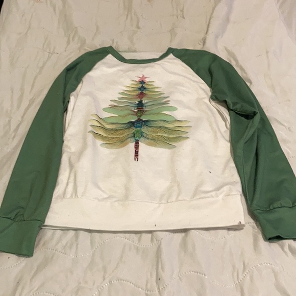 Dragonfly Christmas tree long sleeve shirt - Picture 3 of 3